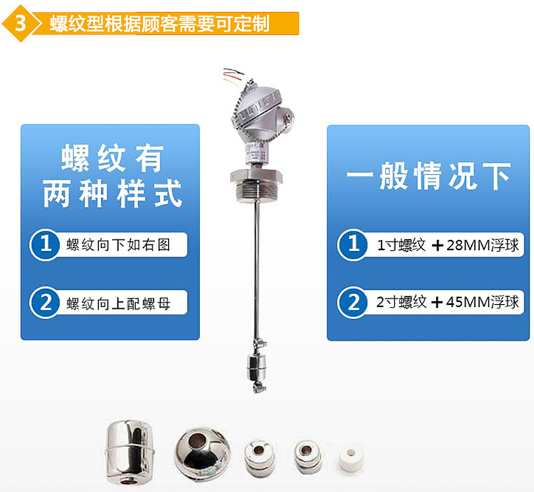 連桿浮球液位計(jì)螺紋分類圖