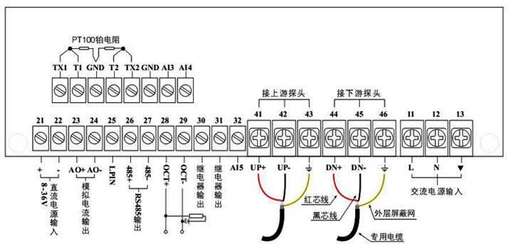 中央空調(diào)超聲波流量計主機接線圖