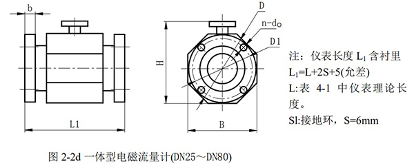 分體式污水流量計外形尺寸圖二